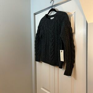 Rachel Zoe Cable Knit Sweater Gray Medium NWT